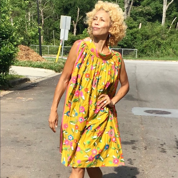 Vtg Hawaii 60s tent dress mumu draped mod 60s OS